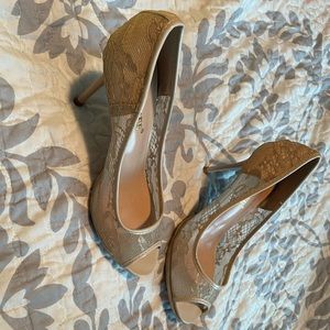 Tan lace heels